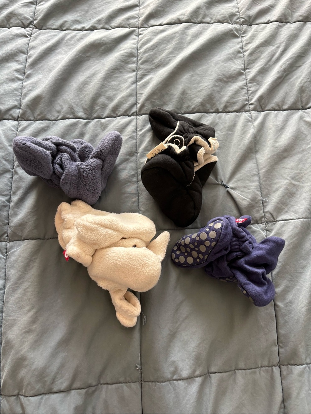 Lot of 3 month size booties snap, Zutano booties.